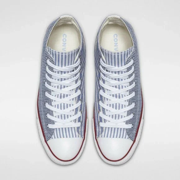 ✨NEW✨ Converse All Stars Mix-Match Blue Stripes High Top Sneakers - Picture 3 of 10